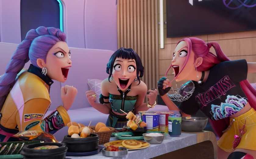The KPop Demon Hunters scream about eating ramen